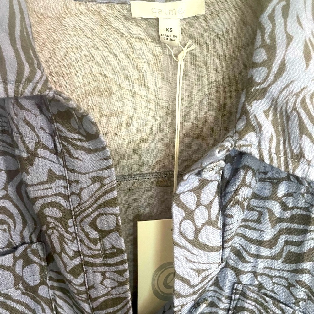 JOHNNY Was Calme Double Pocket Shacket in Multi Blue - Picture 4 of 8
